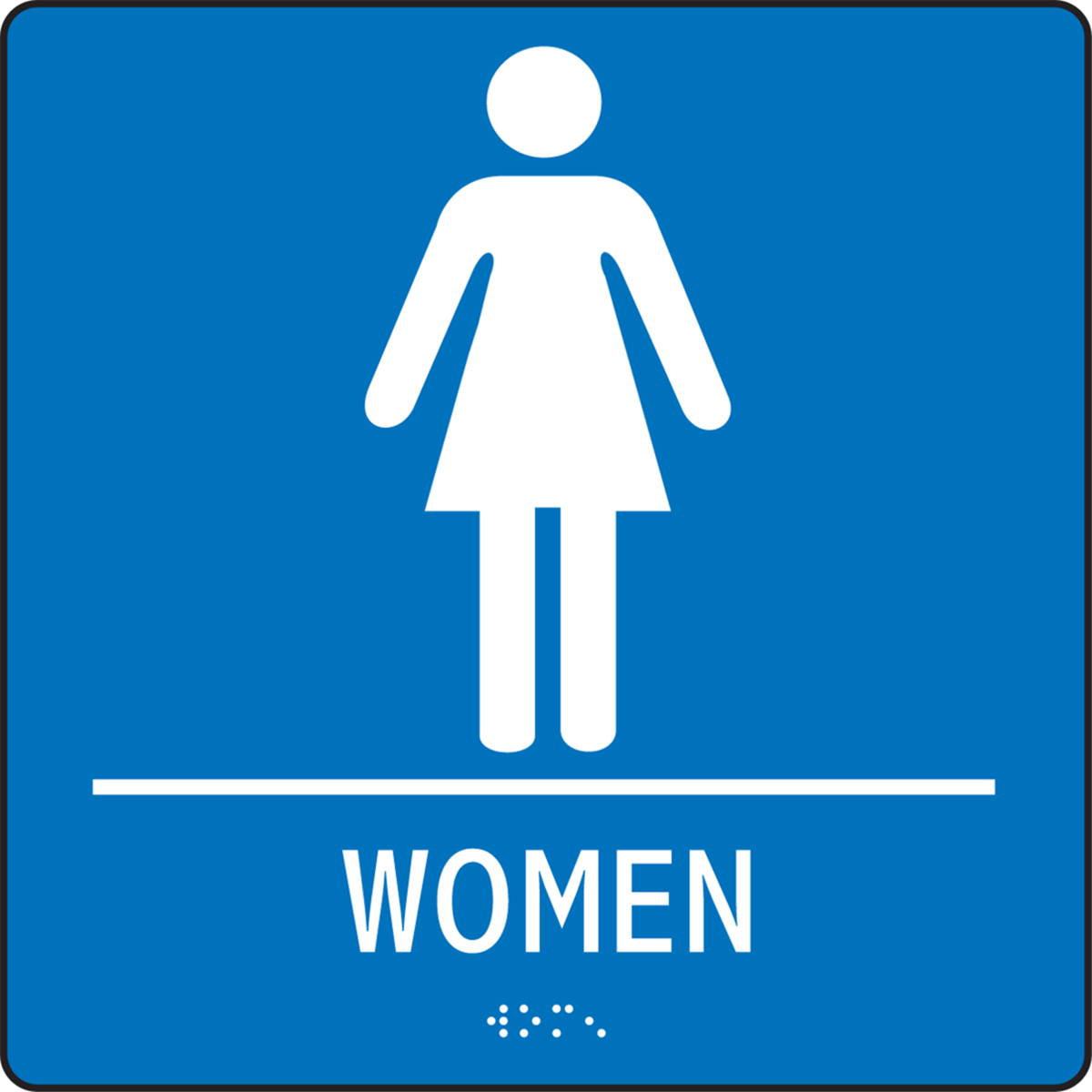 Accuform Braille Sign, Women, 8" X 8", Plastic, Blue, PAD923BU